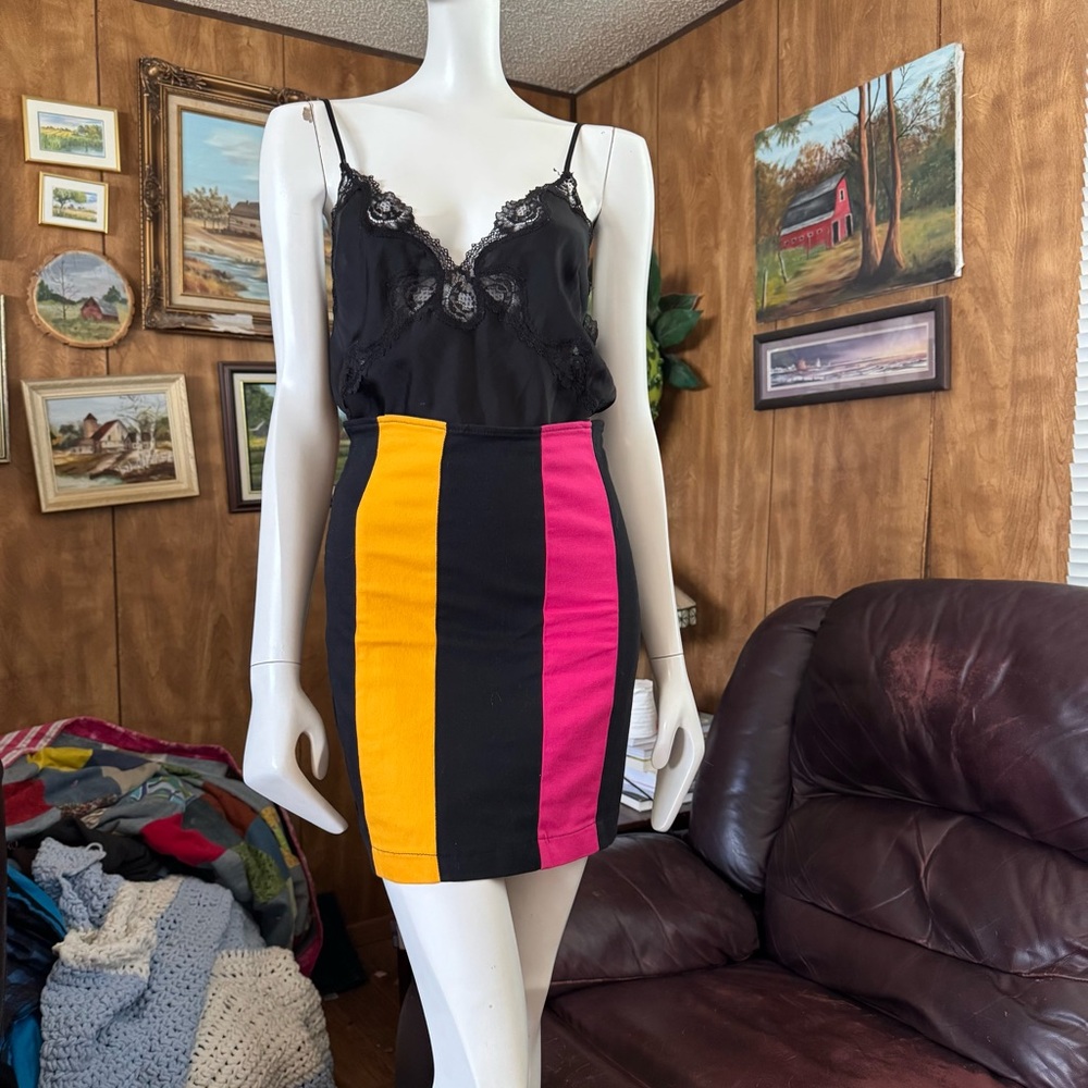 Vintage Color Block Skirt